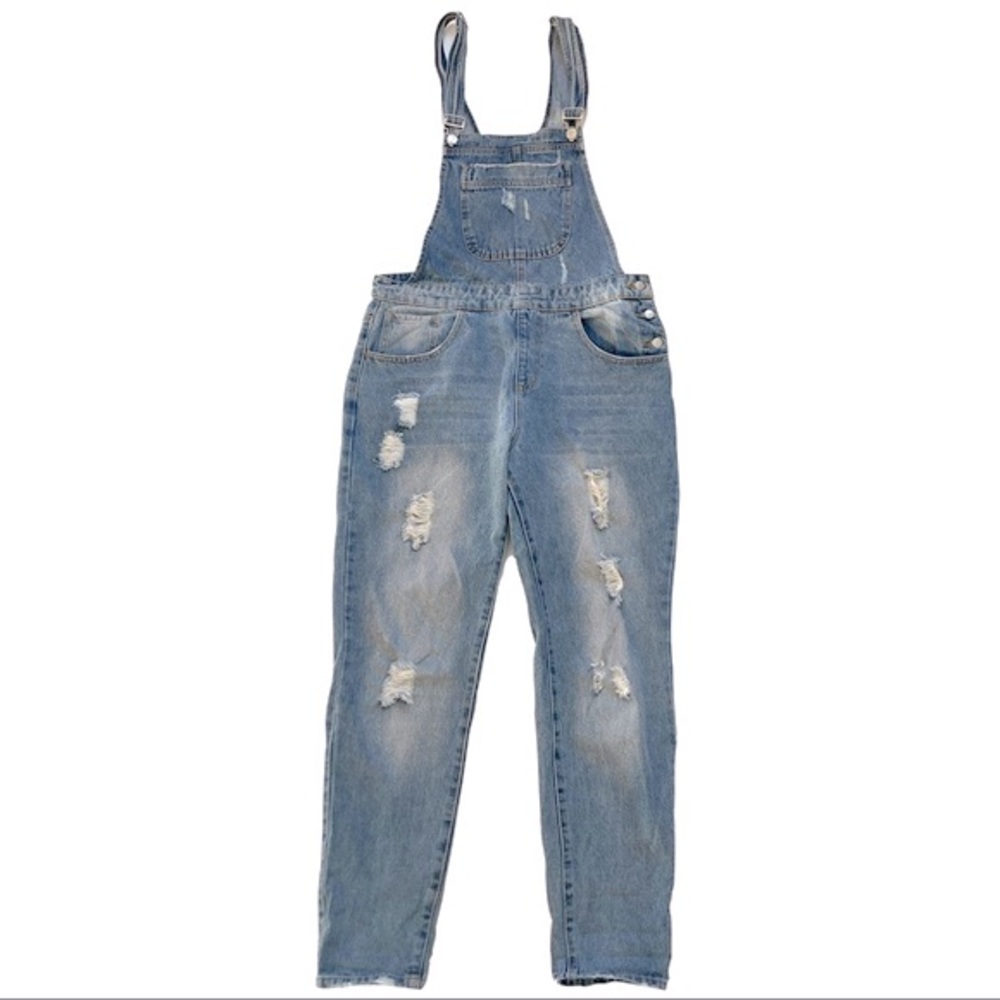 Forever 21 High Waist Skinny Lightwash Overalls